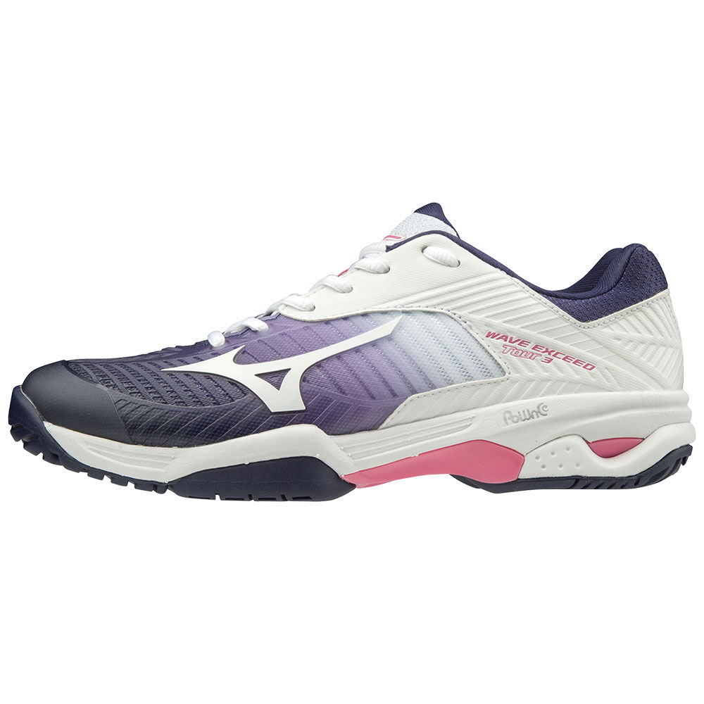 Scarpe Tennis Mizuno Wave Exceed Tour 3 AC Donna - Bianche/Viola/Rosa - 85197-LYHV